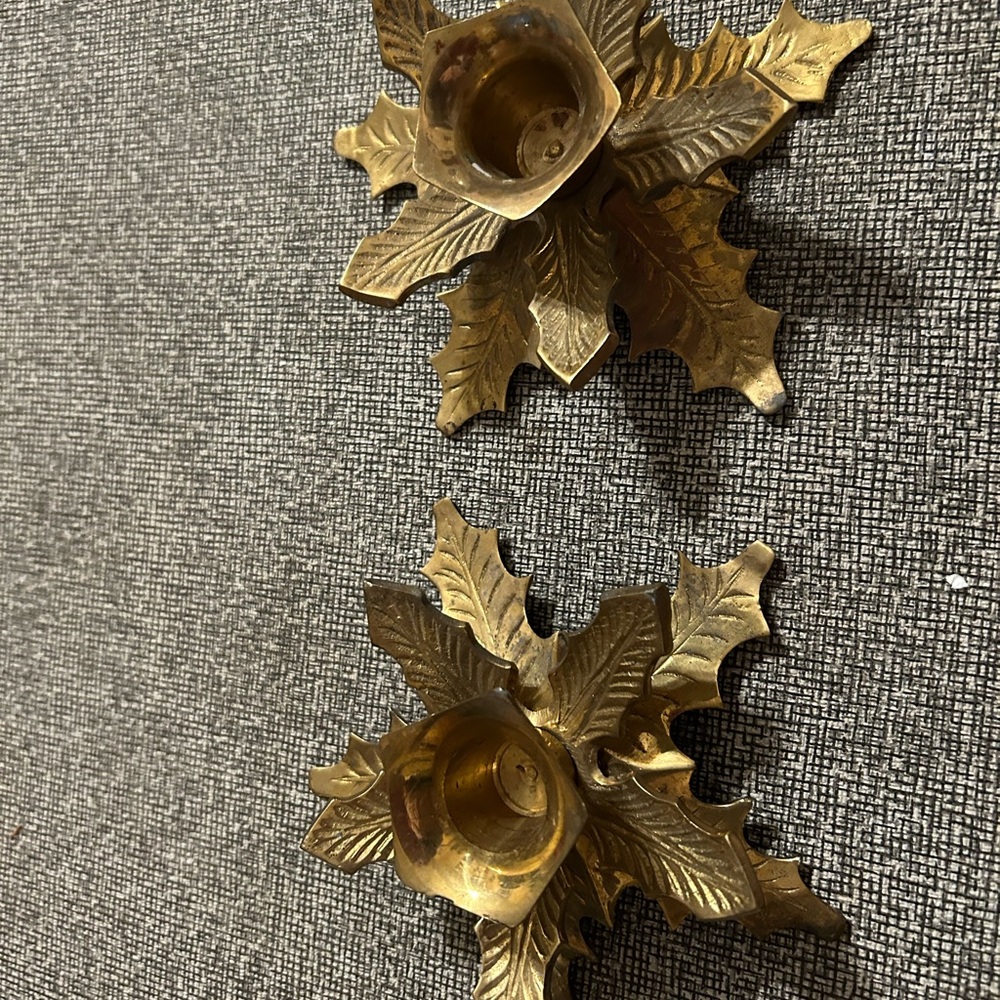 Gold Leaf Candle Holders